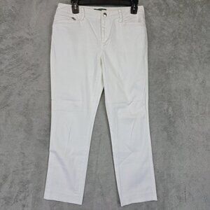 Lauren Ralph Lauren Pants Womens 8P White Twill Chino Straight Stretch Petite